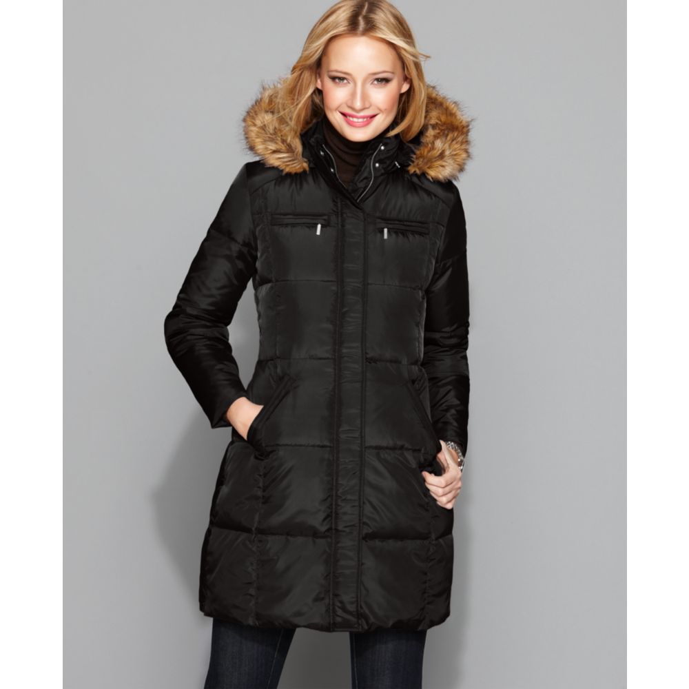Michael kors black coat with fur hood Clearance