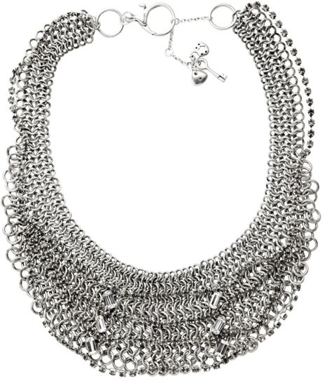 Fossil Crystal and Mesh Necklace in Silver | Lyst