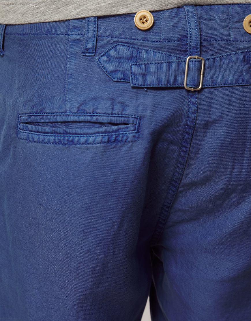 Lyst - Ymc Ymc Cinch Back Linen Cotton Basic Chino Shorts in Blue for Men