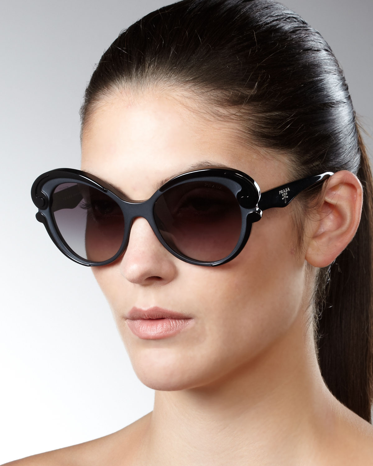 Prada Cat-eye Sunglasses, Black - Lyst