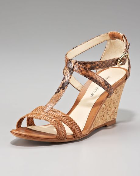 Alexandre Birman Python/cork Wedge Sandal in Brown (pearl natural) | Lyst