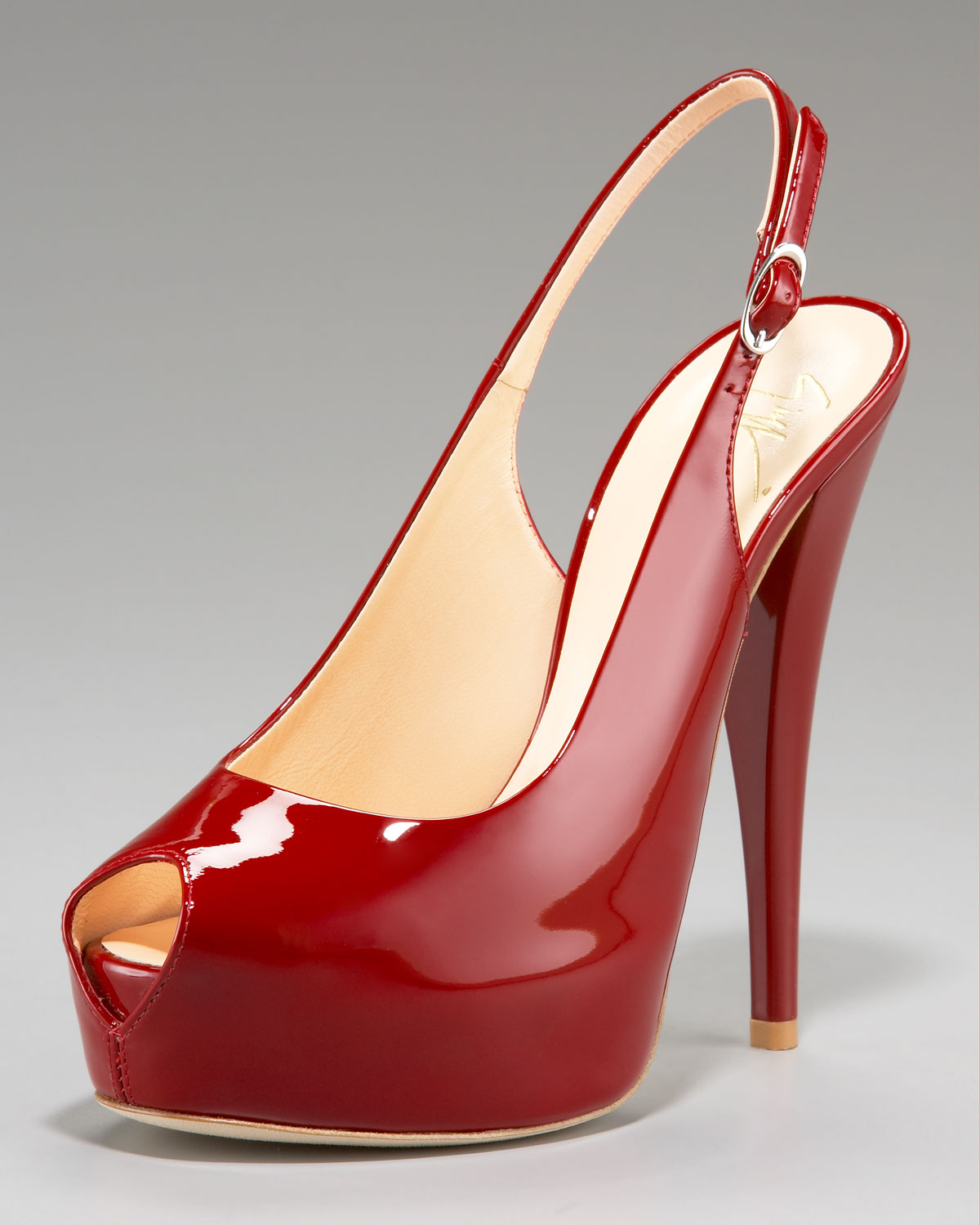 red slingback peep toe shoes