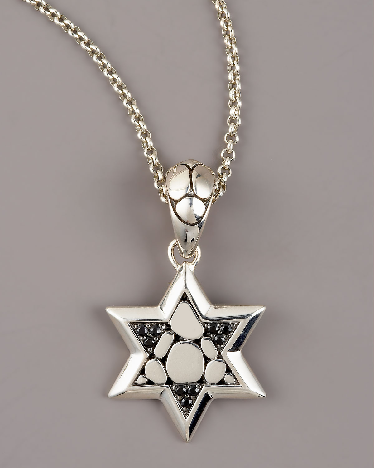 John Hardy Kali Black Sapphire Star Of David Pendant Necklace in Silver