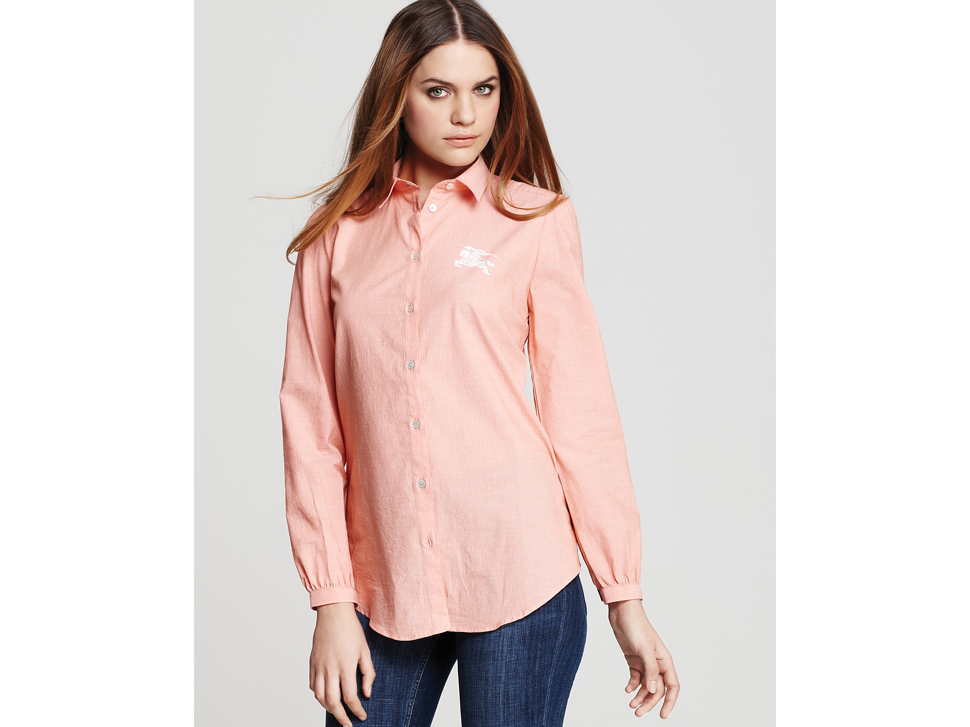 Lyst - Ash Burberry Brit Washed Stripe Button Down Shirt in Pink