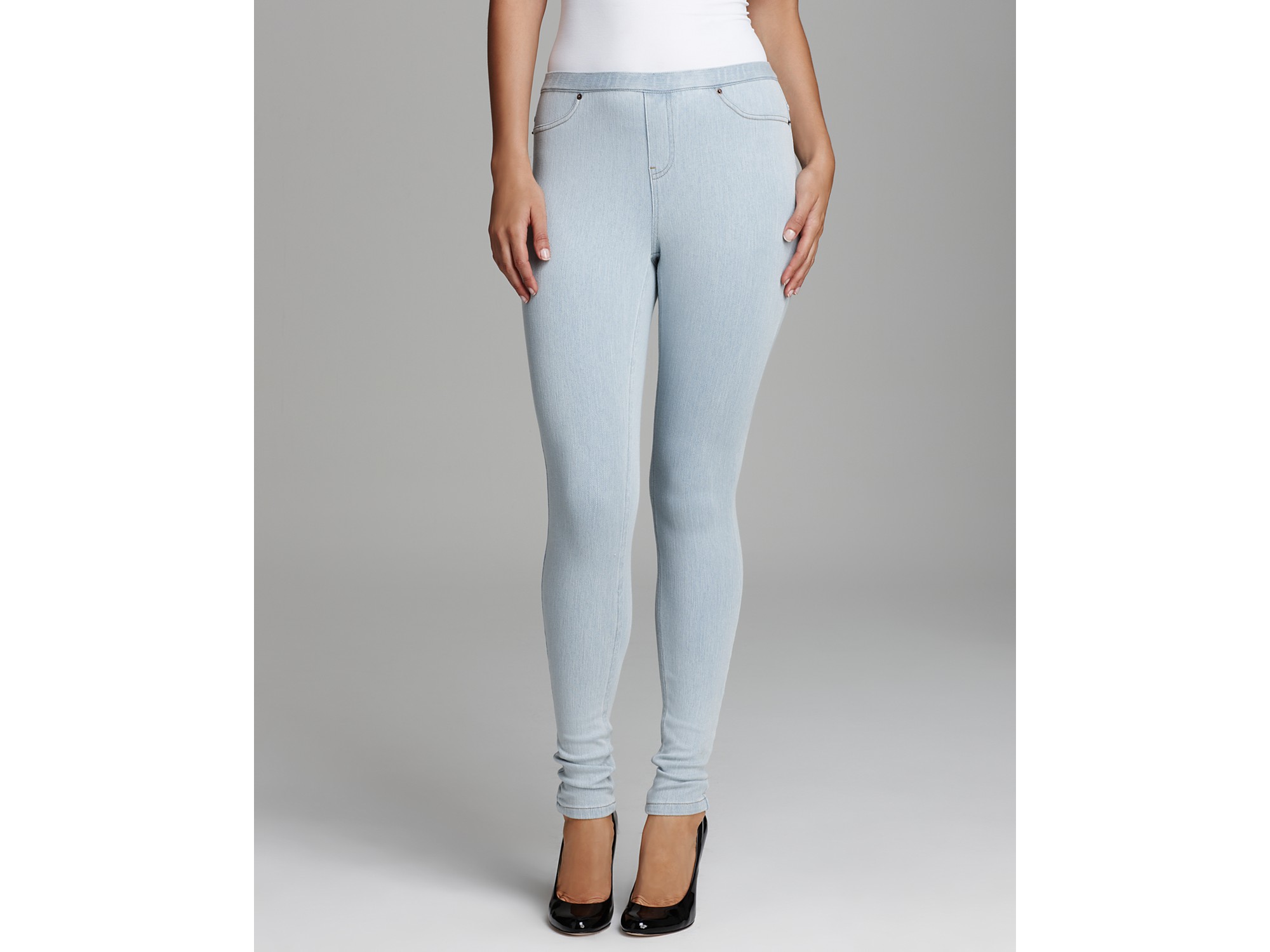 light blue jean leggings