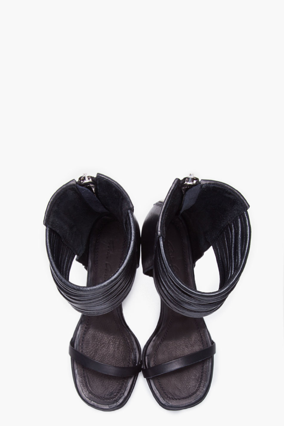 Rick Owens Black Leather Slave Wedges - Lyst