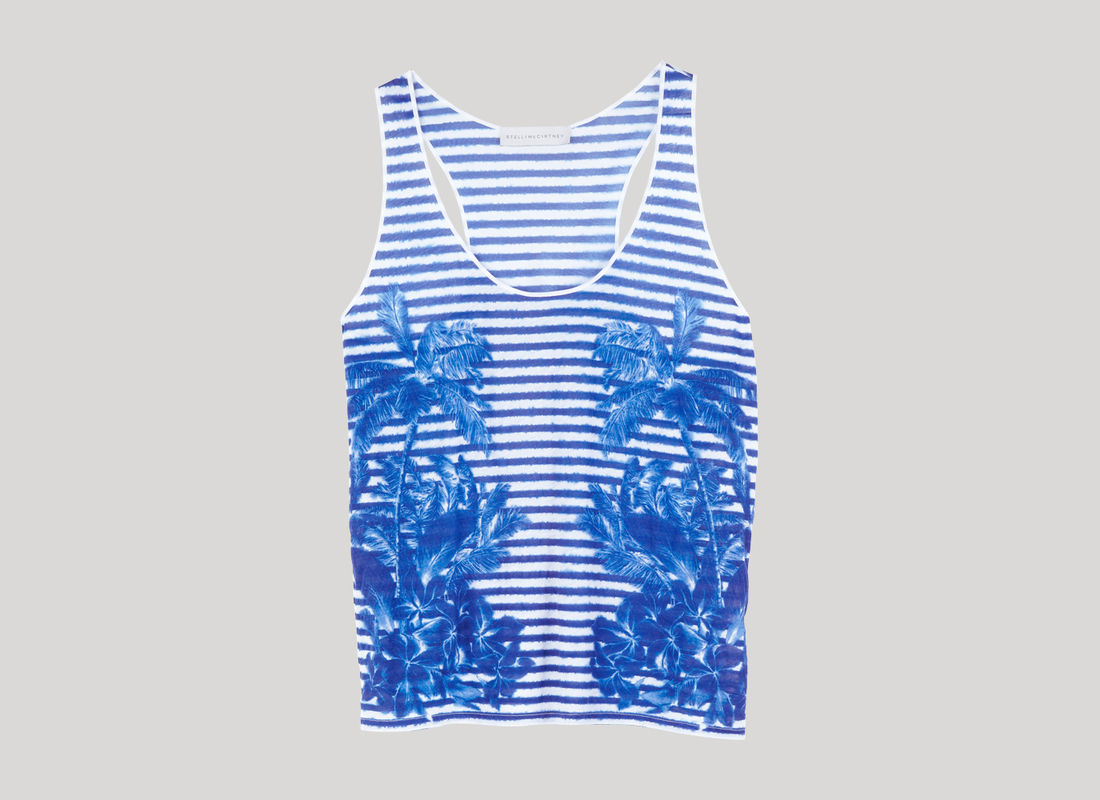 Stella McCartney White Blue Stripe Print Wifebeater Vest Lyst