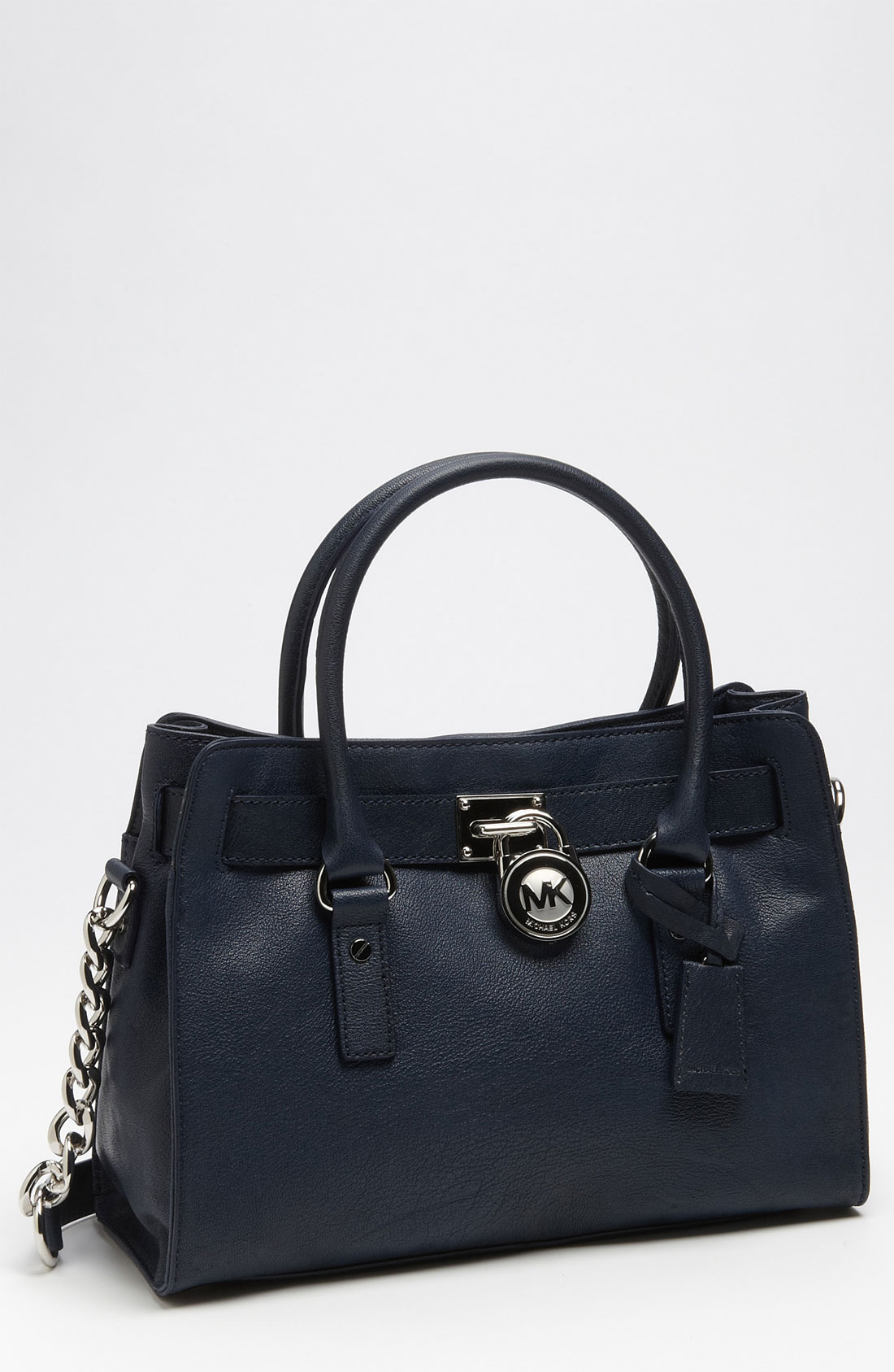 Michael Michael Kors Hamilton Chain Leather Tote in Blue (navy) | Lyst