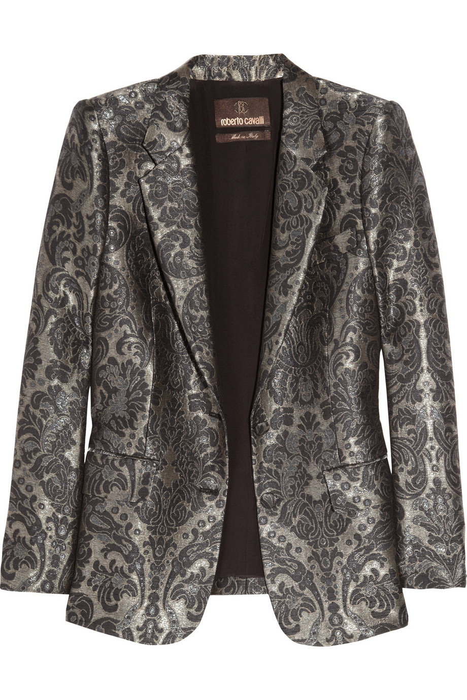Roberto Cavalli Silk-blend Jacquard Jacket in Gray - Lyst