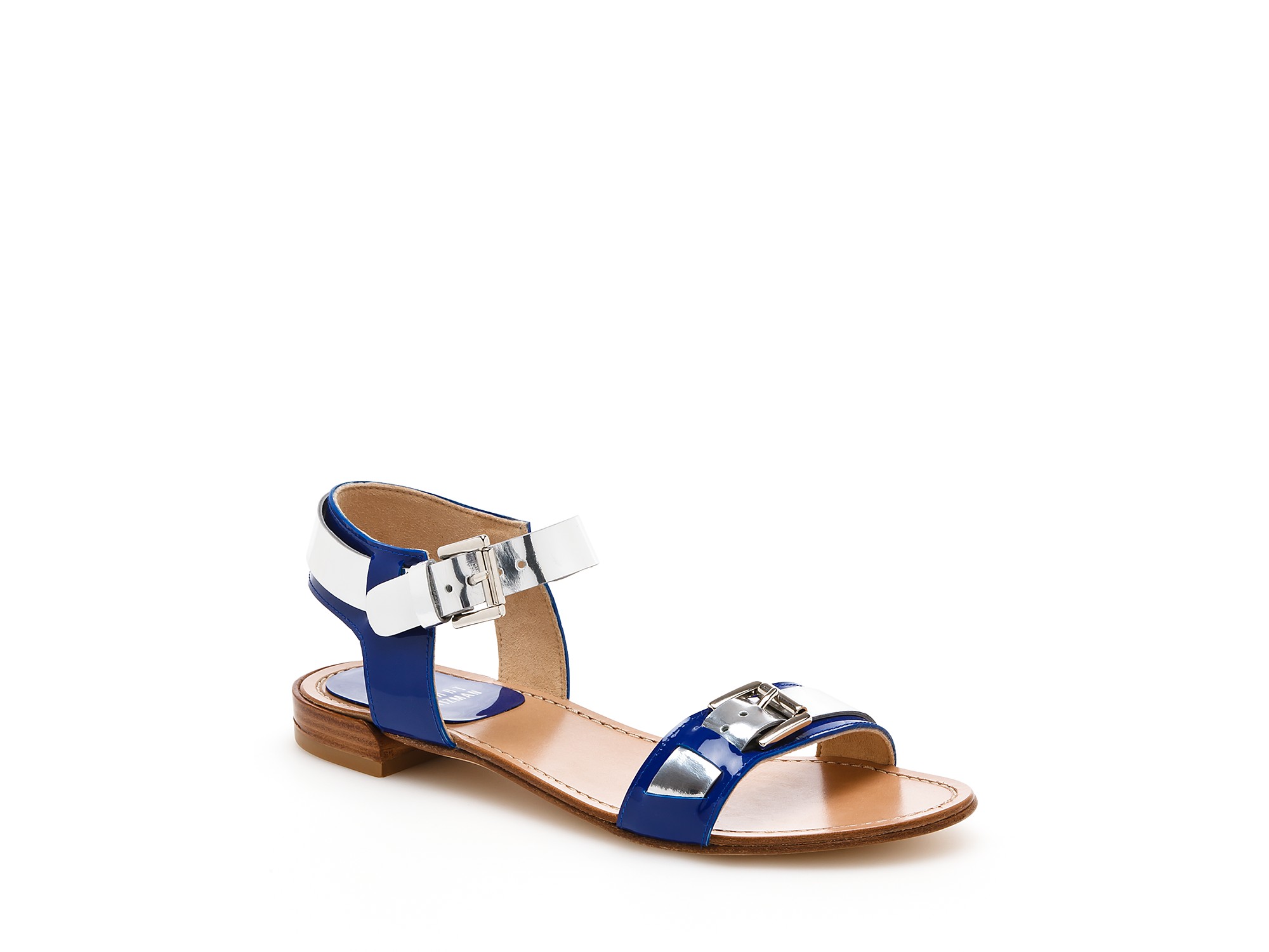 Stuart Weitzman Flat Sandals Bebop Ankle Strap in Blue Lyst
