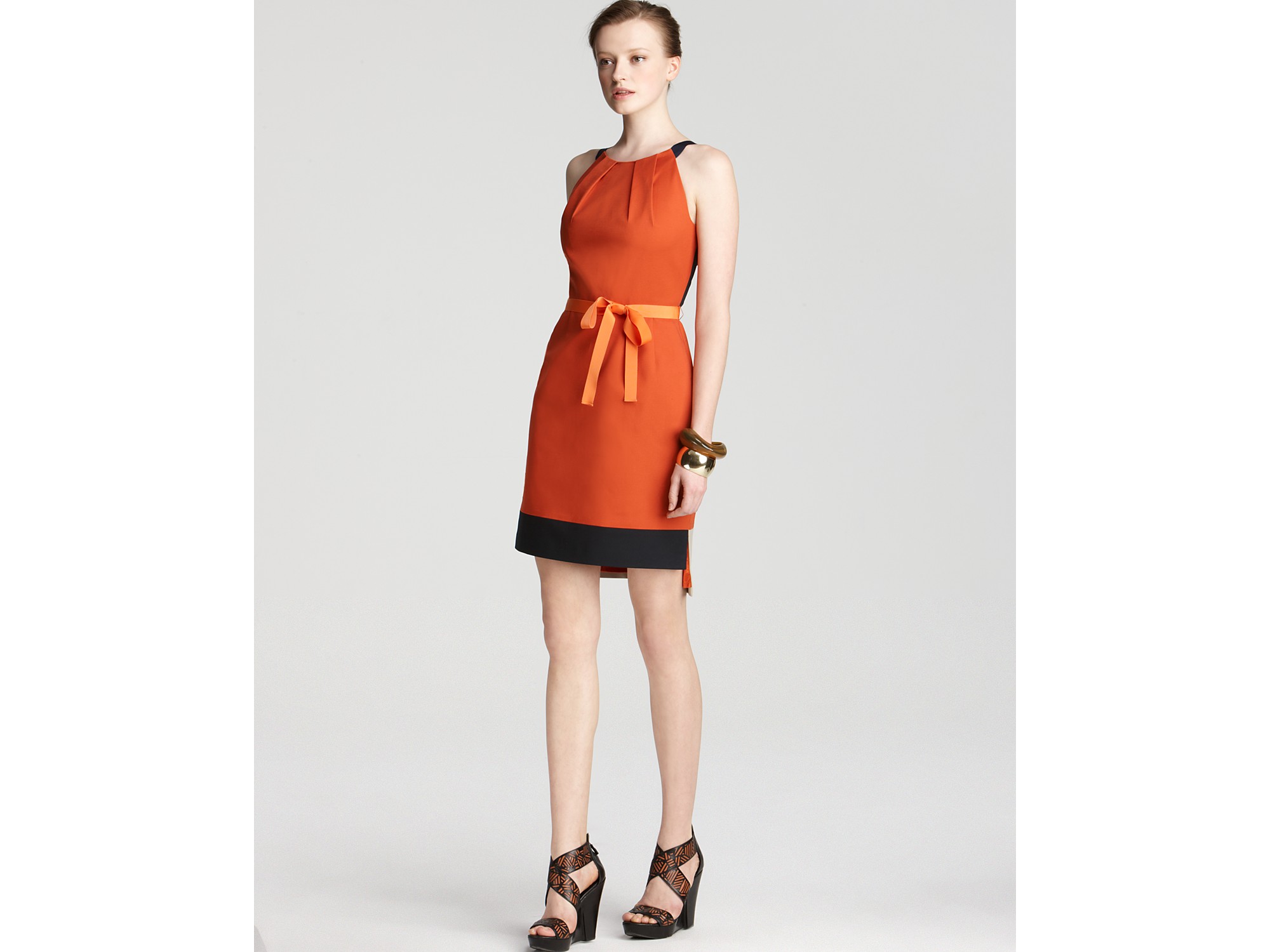 tahari orange dress
