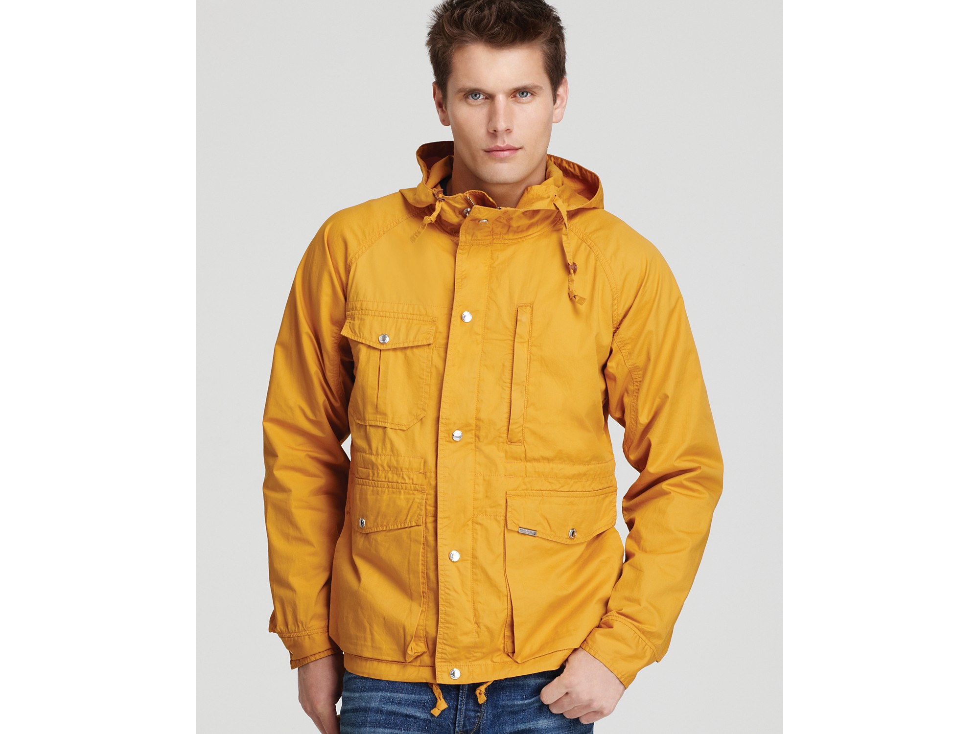 Woolrich Hooded Cargo Rain Jacket in Burnt Yellow (Yellow) for Men - Lyst