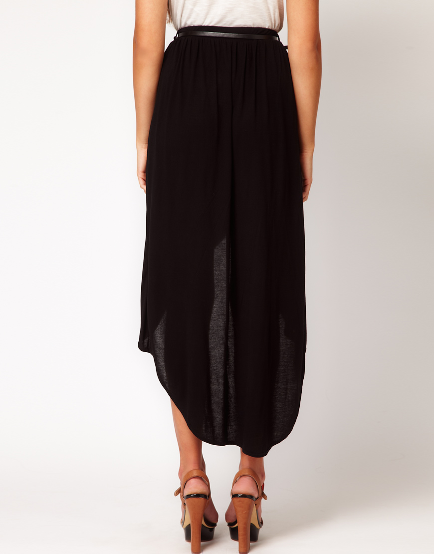 Lyst - River Island River Island Wrap Look High Low Skirt in Black