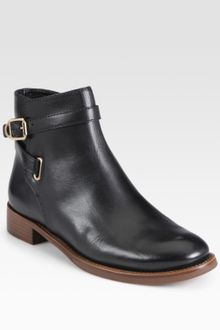 Tory Burch Amarina Leather Buckle Ankle Boots in Black (asphalt) | Lyst