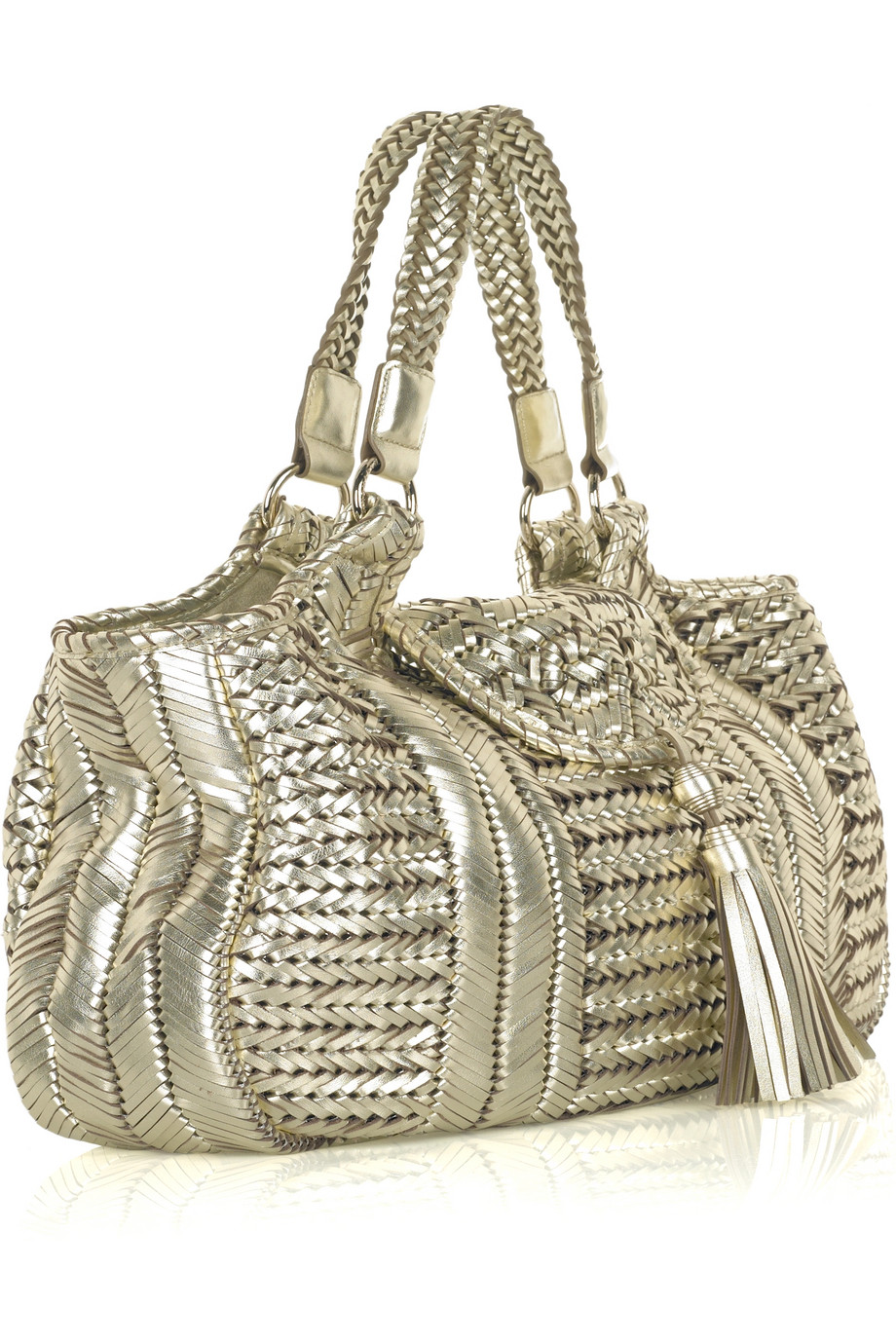 Anya Hindmarch Neeson Woven Leather Tote in Gold (Metallic) Lyst