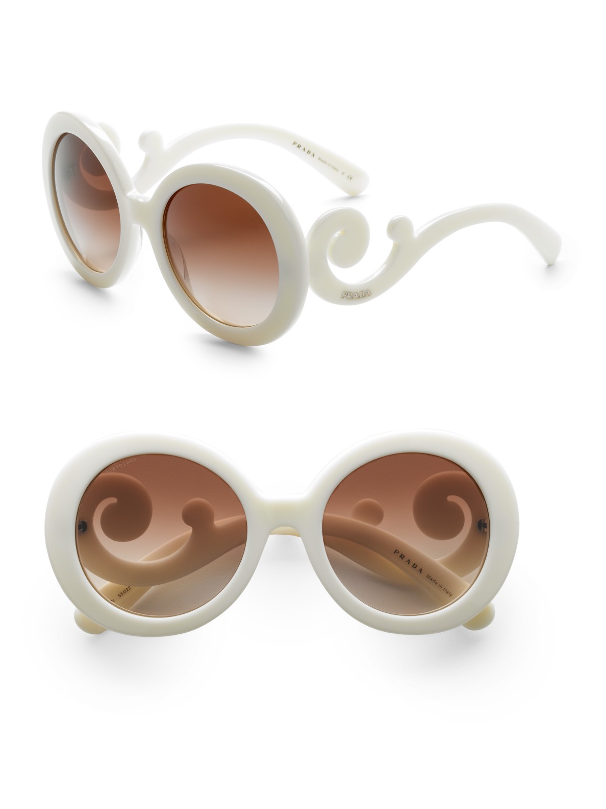 Noodlottig paus riem Prada Baroque Sunglasses in White | Lyst