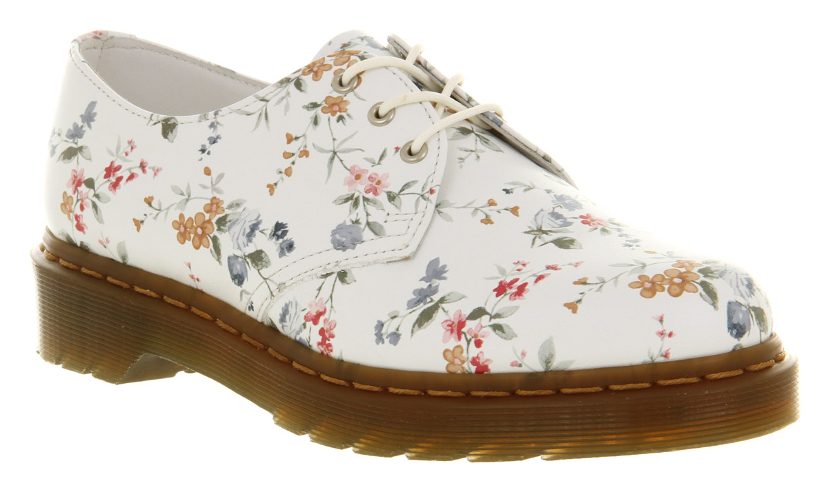 white doc martens with flowers