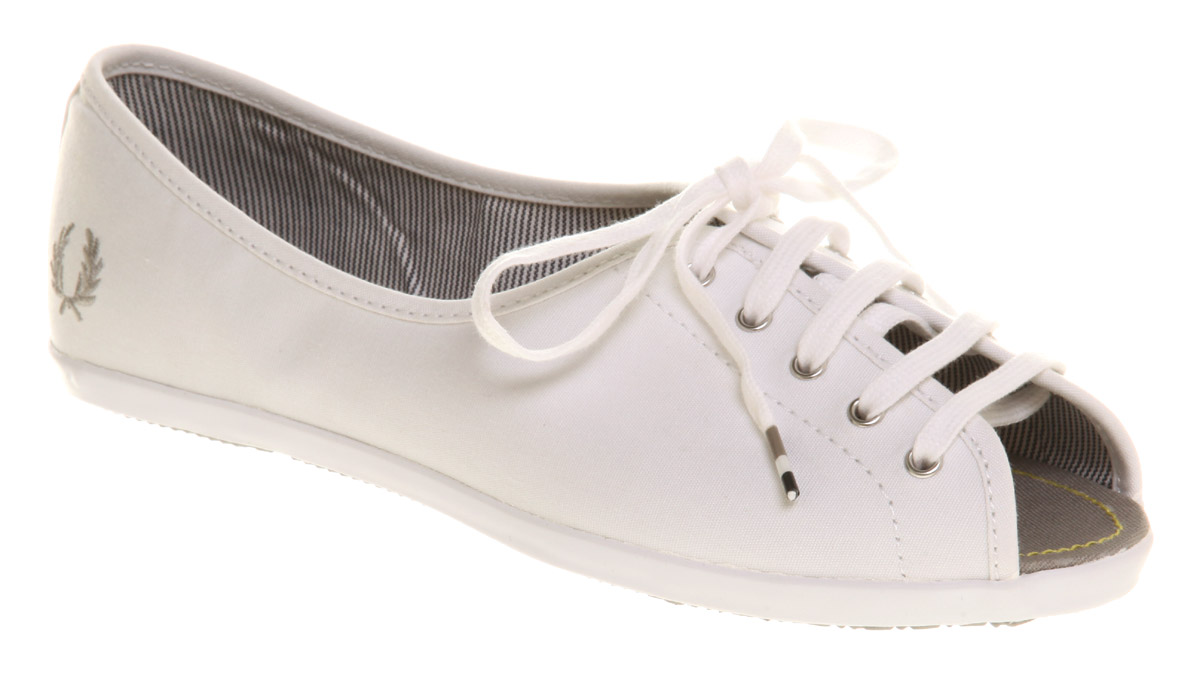 Fred Perry Lace Up Peeptoe Pump Canvas in Natural - Lyst