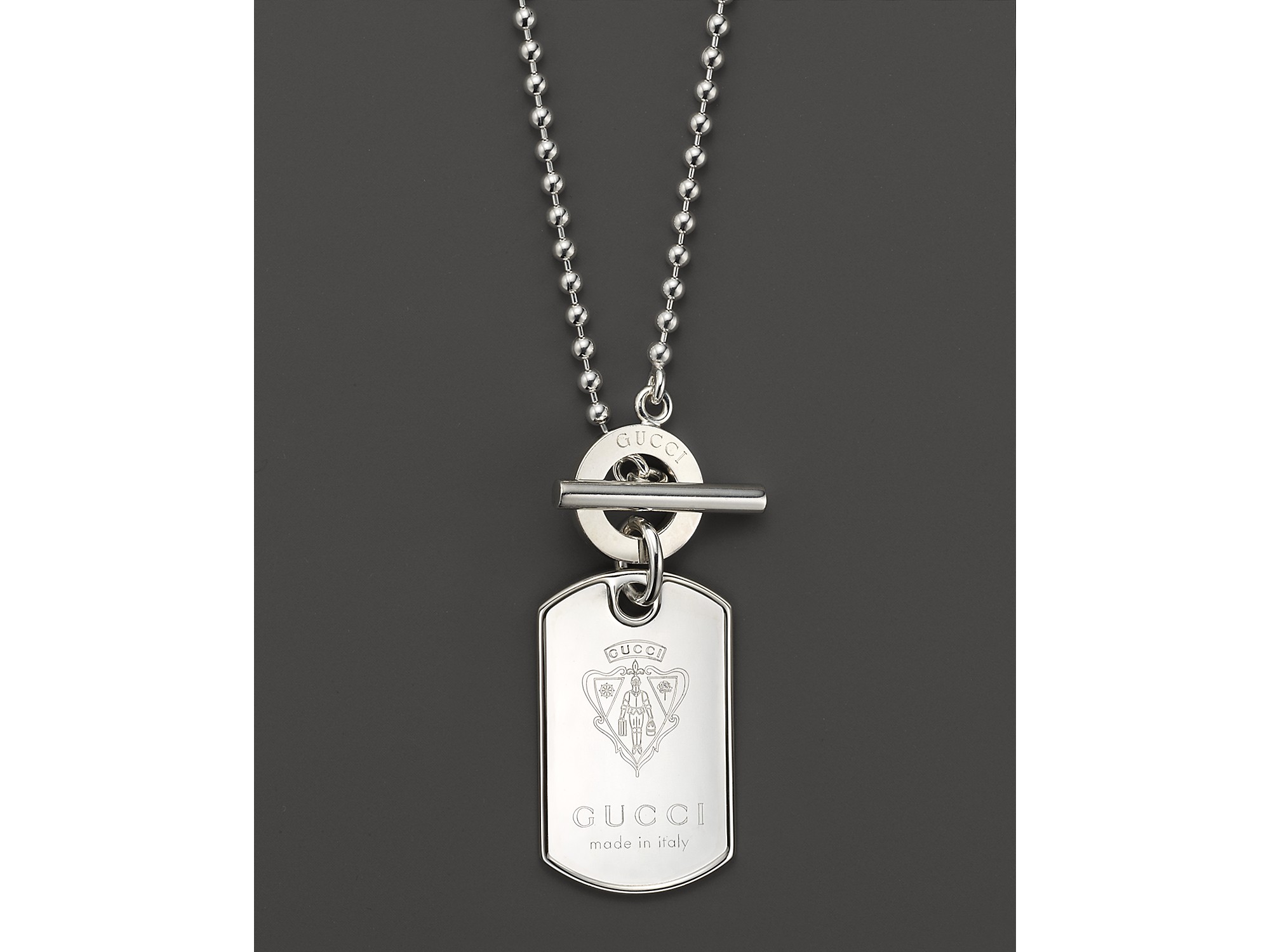 gucci sterling silver dog tag necklace