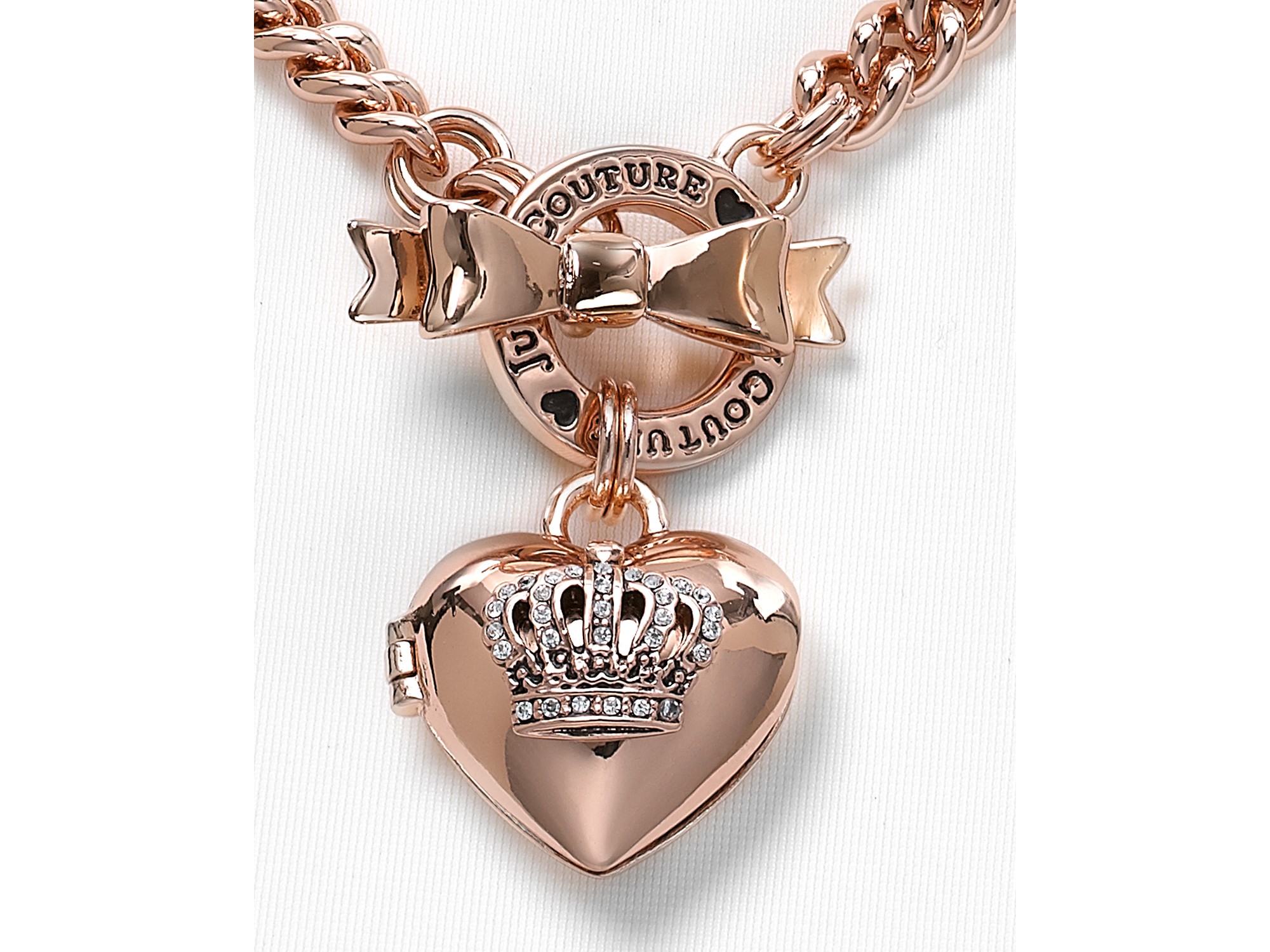 Juicy Couture Bow Toggle Heart Crown Necklace in Pink | Lyst