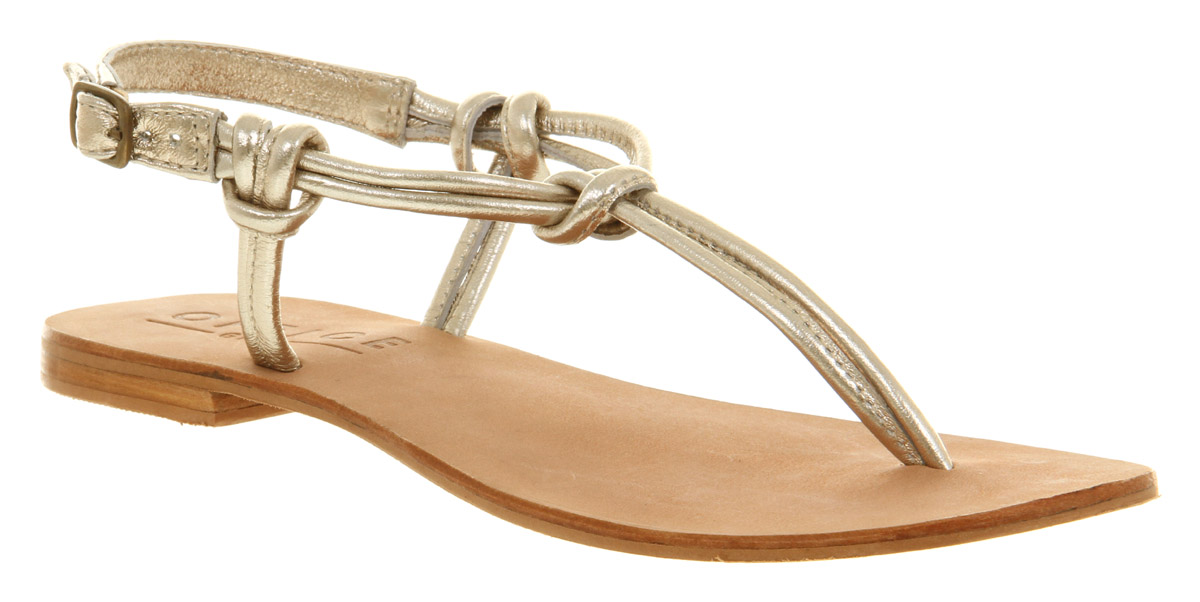 Office Caribbean Toepost Gold Leather In Metallic Lyst Gallery Women S Gold Sandals