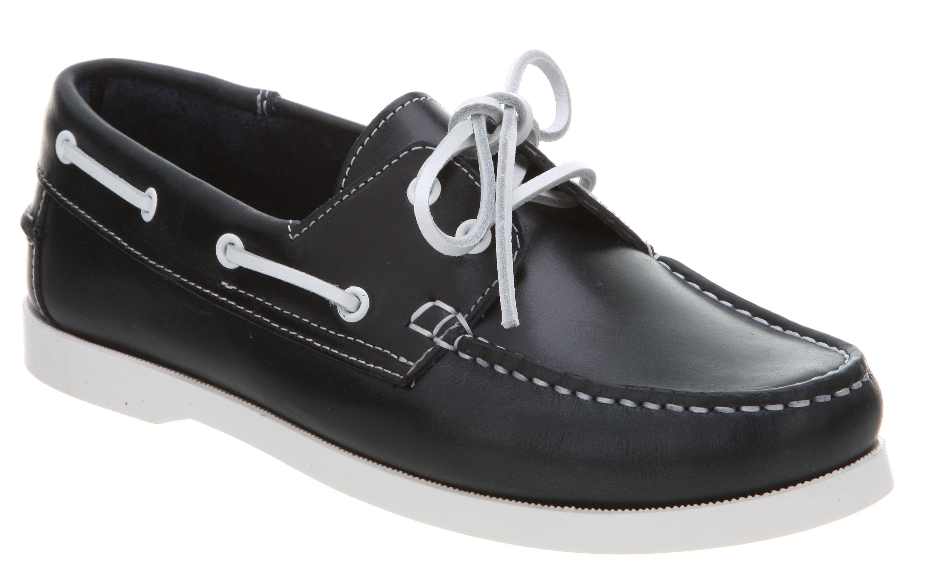 navy leather boat shoes
