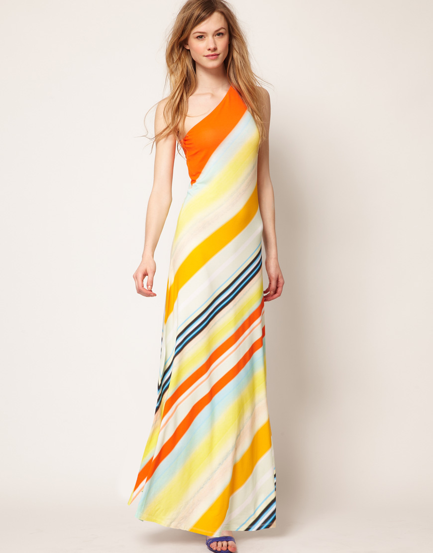 striped printed long dress