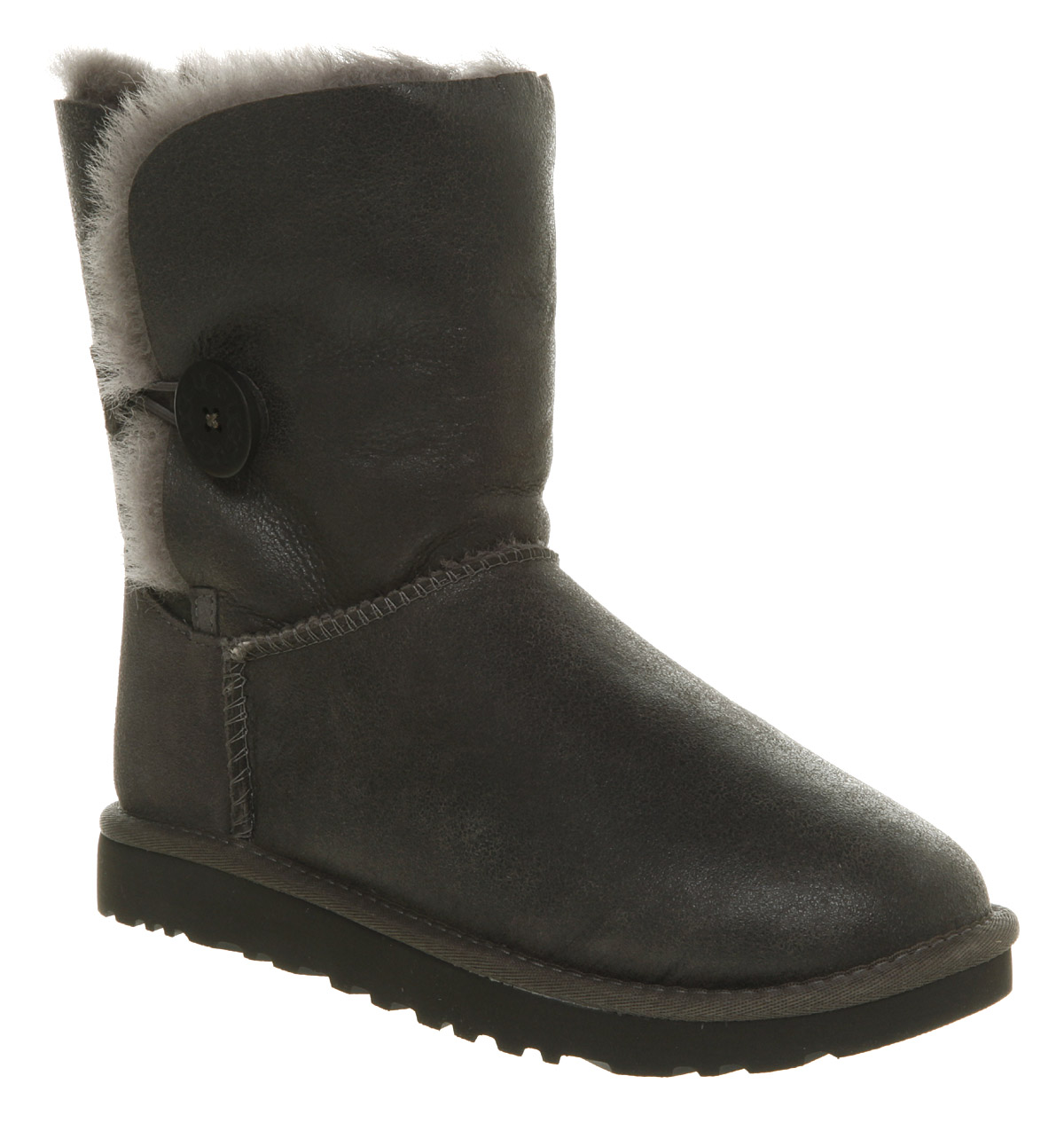 UGG Bailey Button Bomber Grey Leather in Gray | Lyst