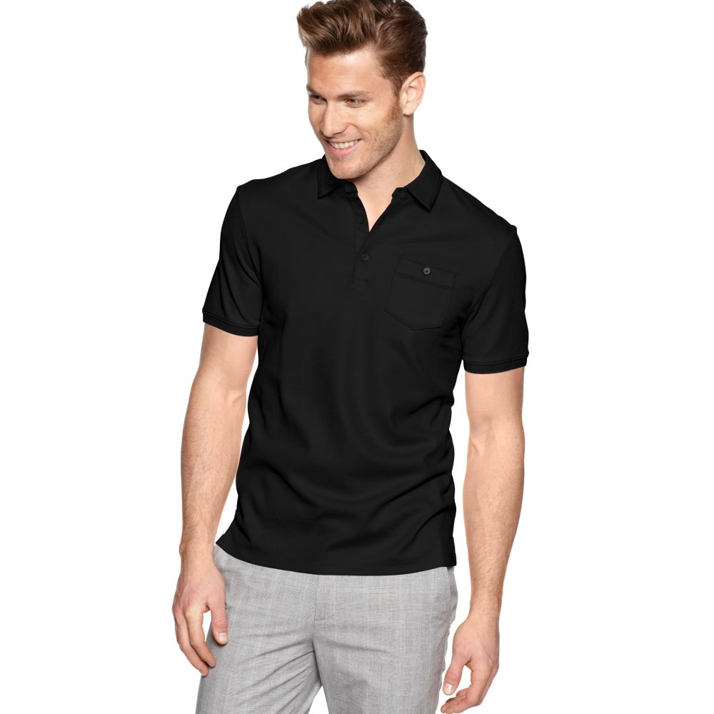 Lyst - Calvin Klein Pocket Pique Polo Shirt in Black for Men