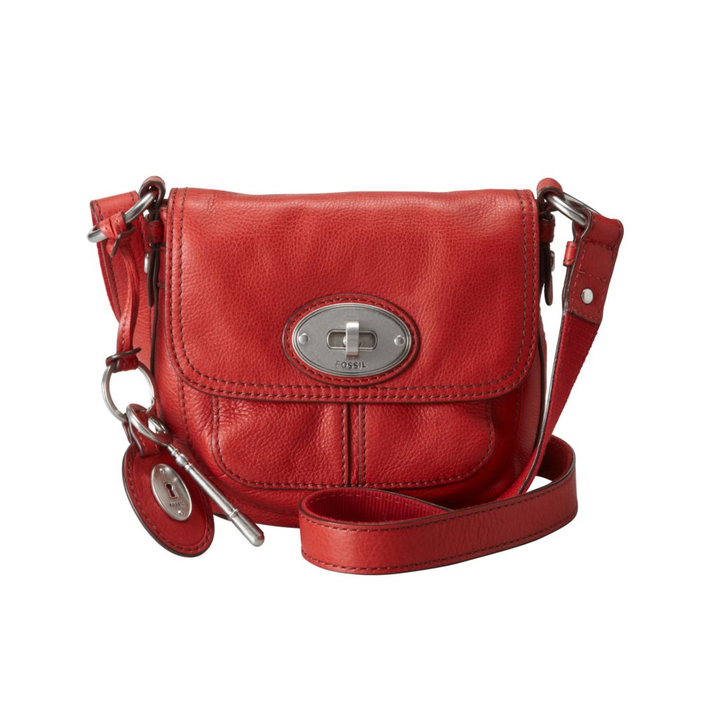 Red Leather Purse Fossil Barrel Bag, Shoulder Bag & Crossbody - Genuine  Leather | eBay
