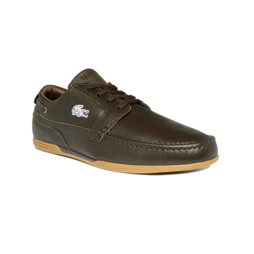 Lacoste Dreyfus Leather Boat Shoes in Dark Brown (Brown) for Men - Lyst