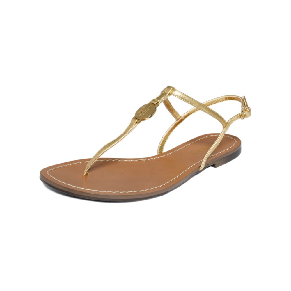 Ralph Lauren Aimon Flat Sandals in Gold 