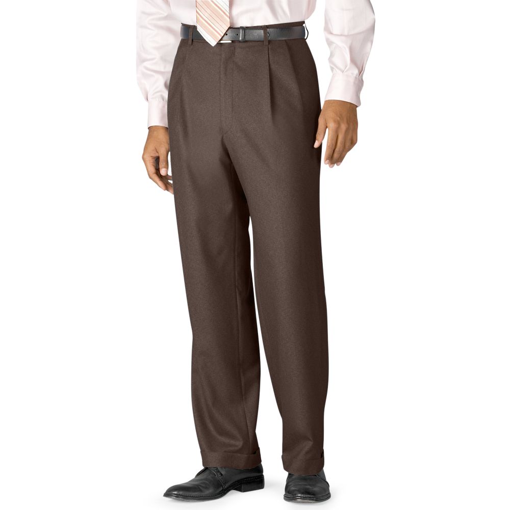 Lauren by Ralph Lauren 100% Wool Double-reverse Pleated Dress Pants in  Brown for Men | Lyst