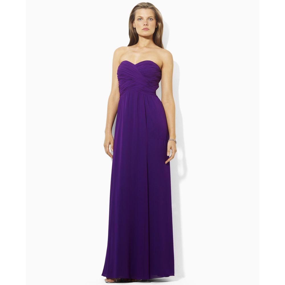 Ralph Lauren Strapless Evening Gown in Purple - Lyst