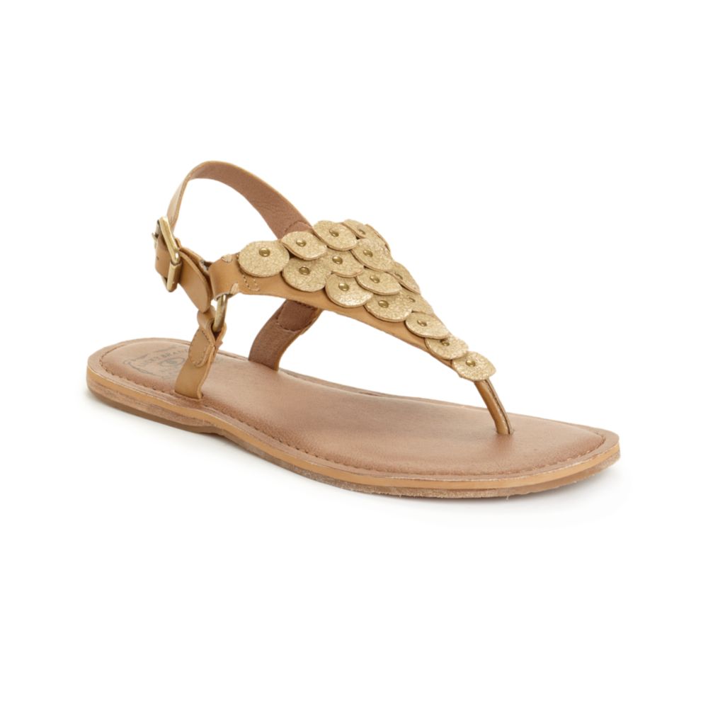 Lucky Brand Filomena Flat Sandals in Gold | Lyst