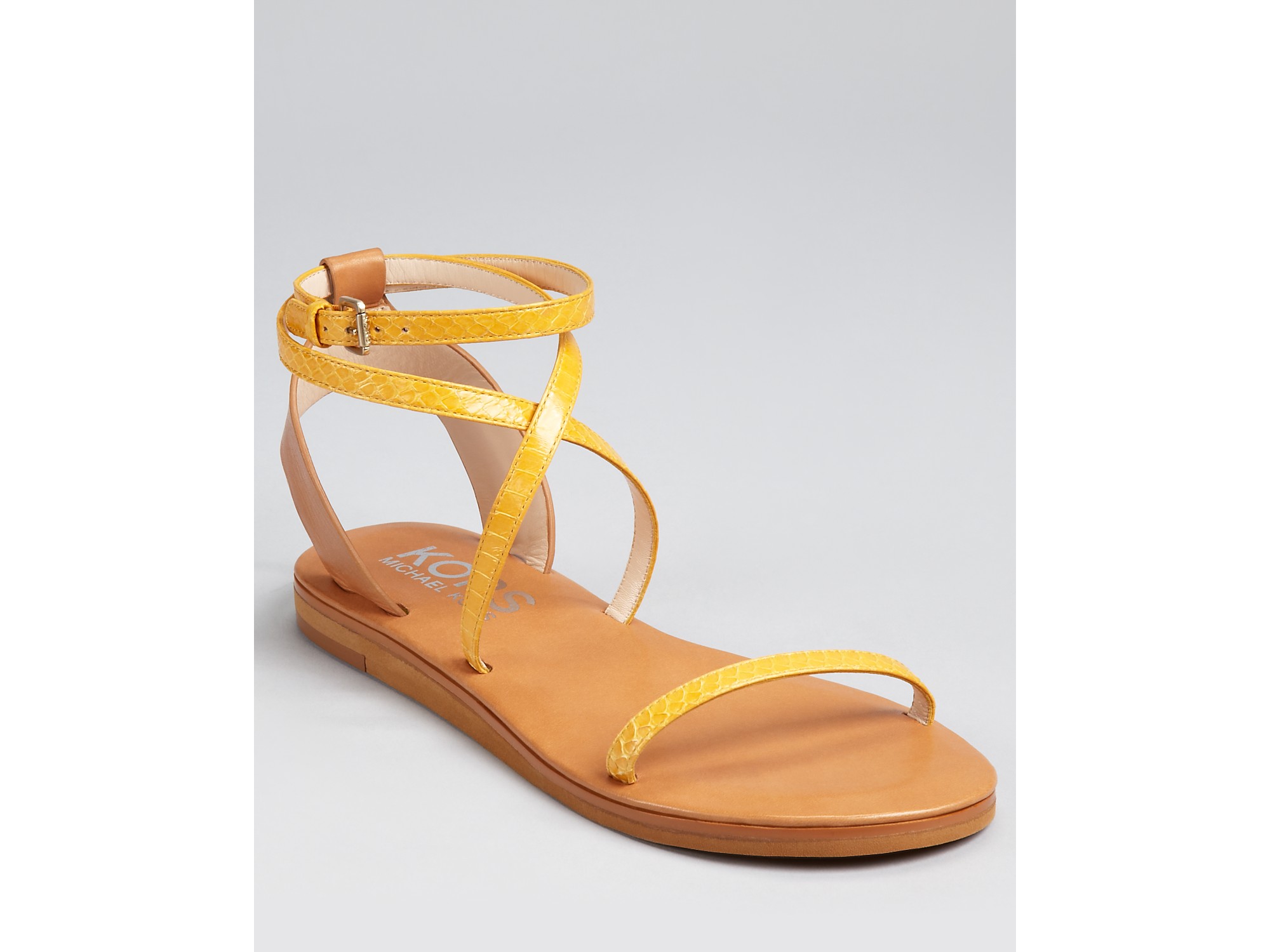 Michael Kors Kors Sandals Rosemary Flat in Marigold Tan (Yellow) Lyst