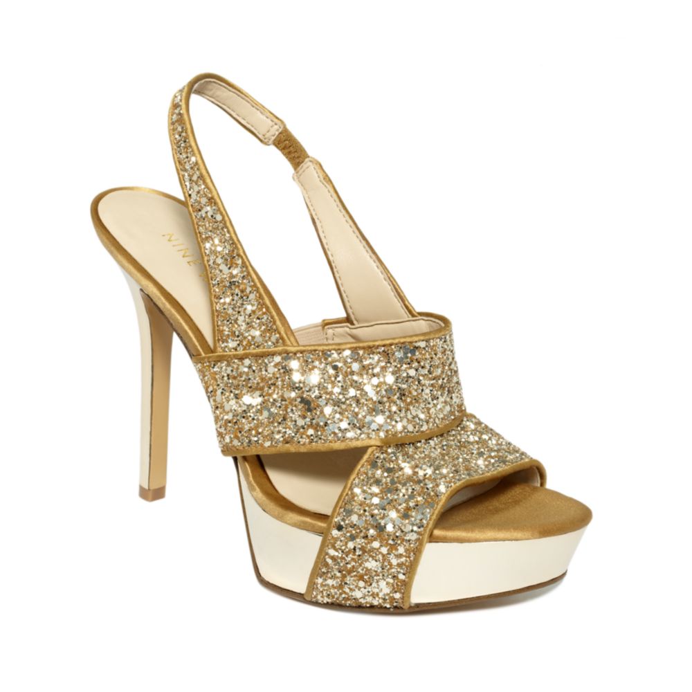 Nine West Fairgame Platform Sandals in Gold Glitter (Metallic) - Lyst