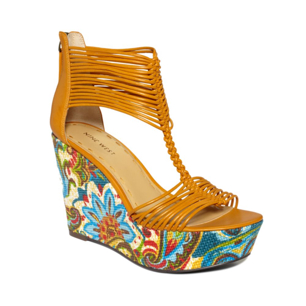 Nine West Lightenup Wedge Sandals in Mustard (Yellow) Lyst