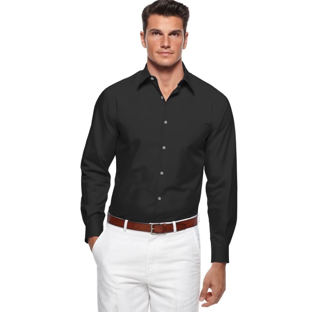 Lyst - Perry Ellis Long Sleeve Woven Shirt in Black for Men