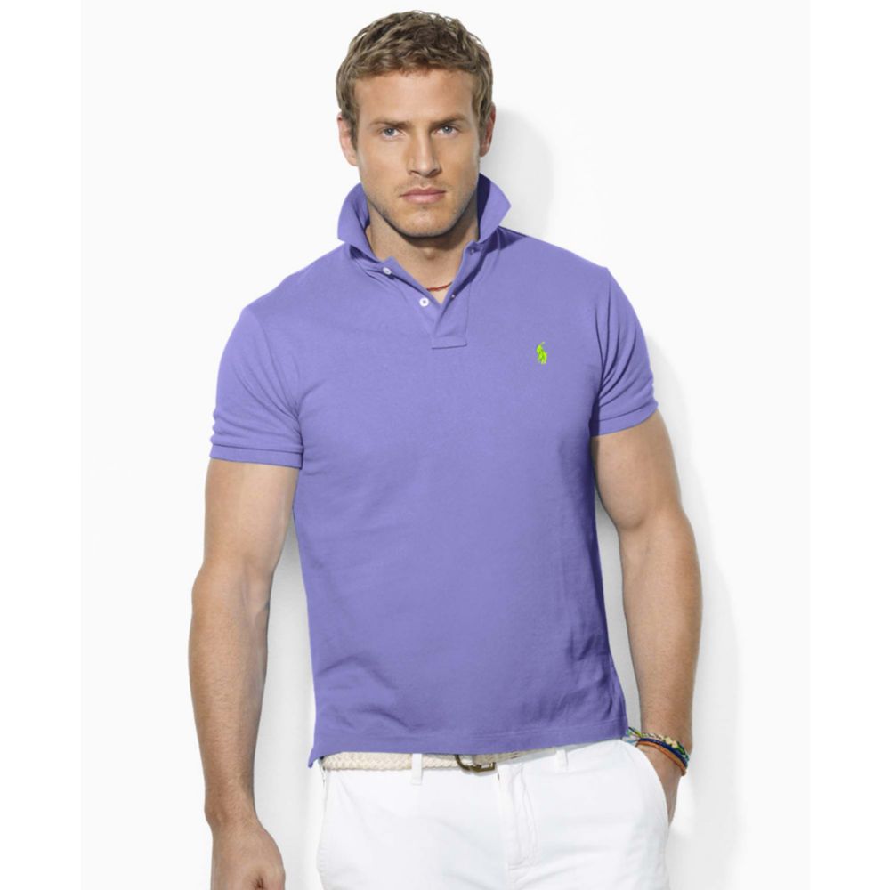 Ralph Lauren Custom Fit Short Sleeved Cotton Mesh Polo in Purple for ...