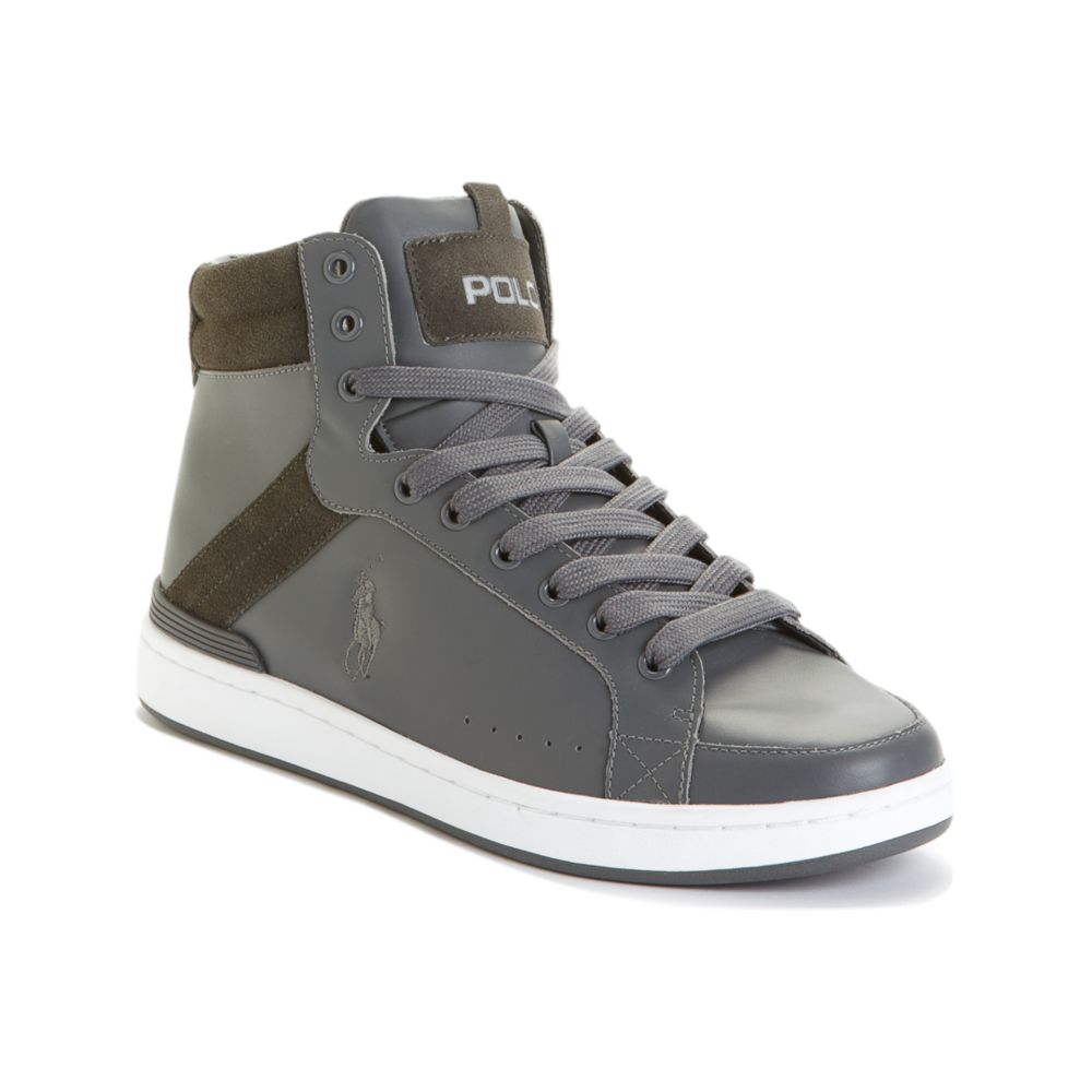 Ralph Lauren Talbert High Leather Sneakers in Gray for Men (grey) | Lyst