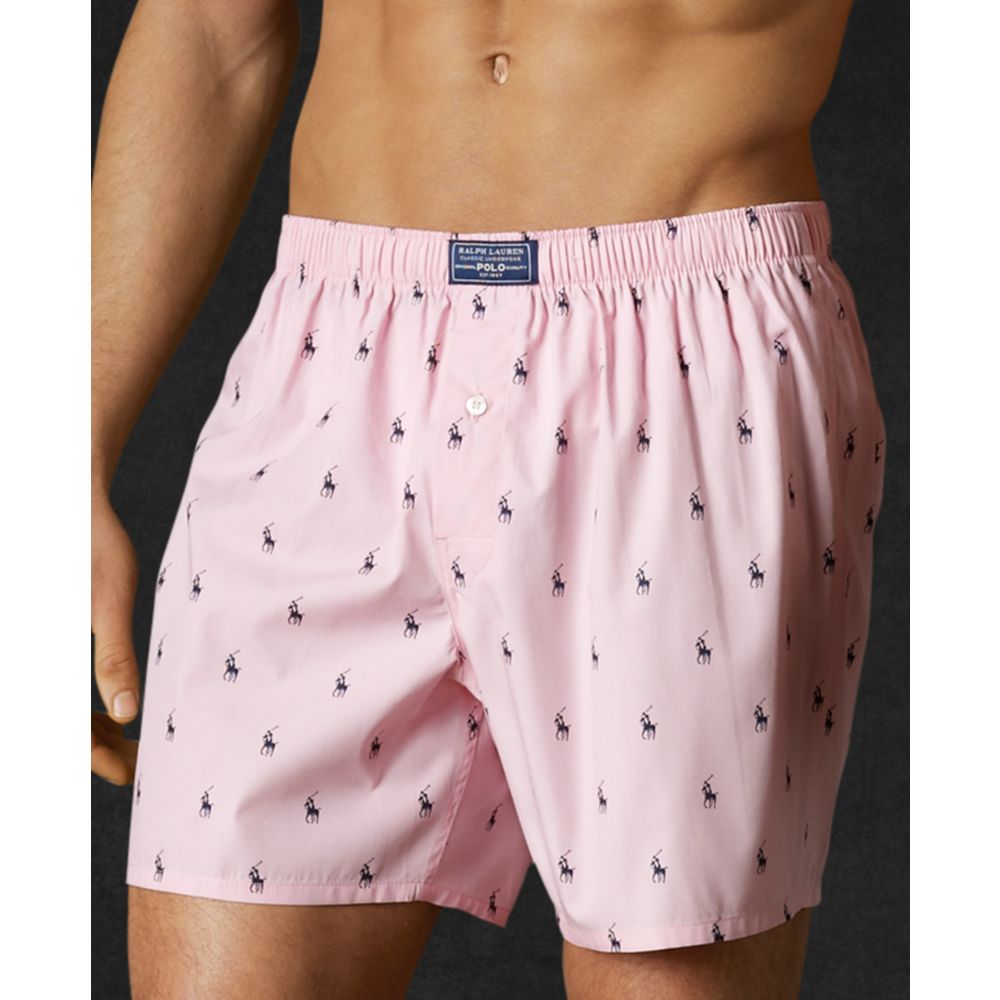Ralph Lauren Polo Player Woven Boxer in Pink for Men | Lyst