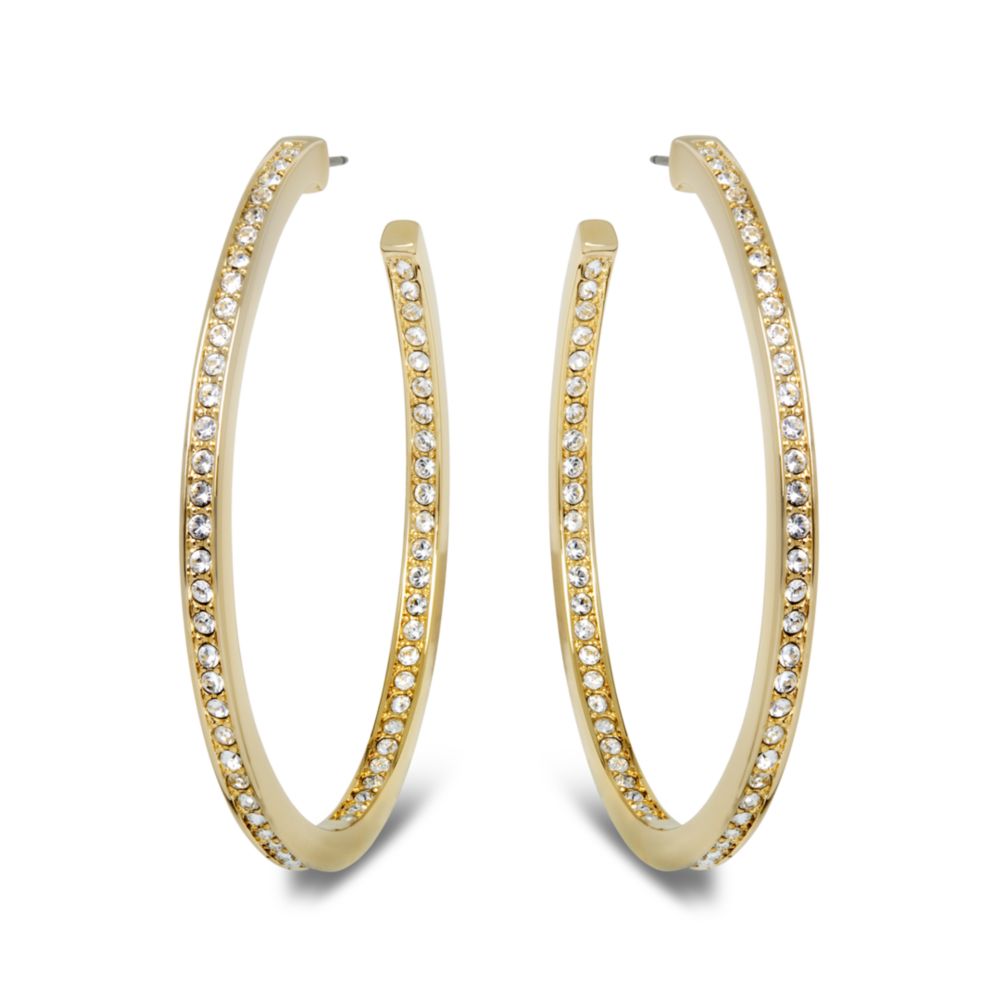 Lyst Swarovski Large Gold Tone Hoop Earrings In Metallic Gallery