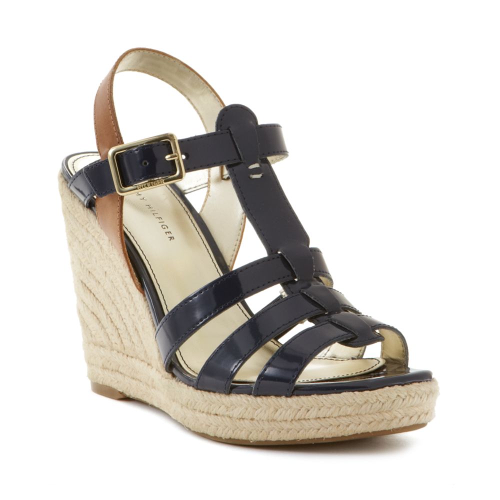 Lyst - Tommy Hilfiger Faye Espadrille Wedges in Blue