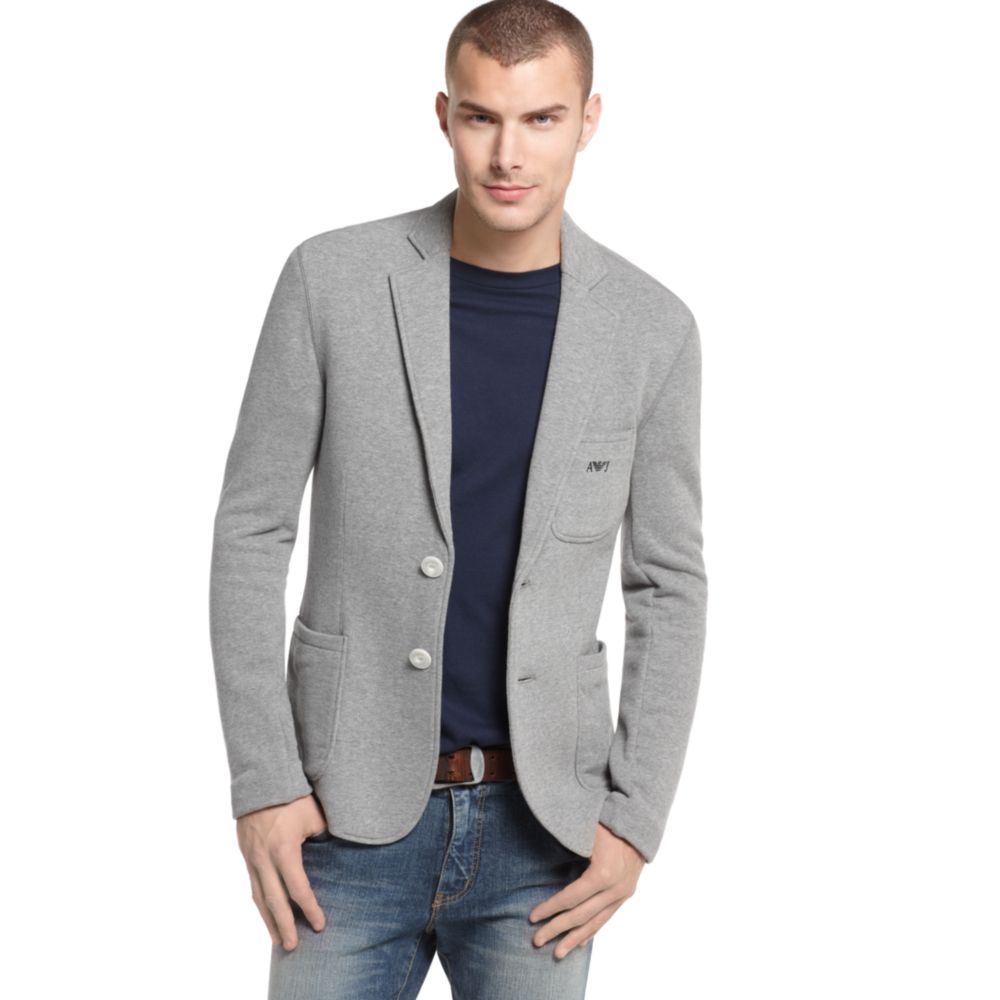 Armani Jeans Unbrushed Fleece Blazer in Grey (Gray) for Men - Lyst