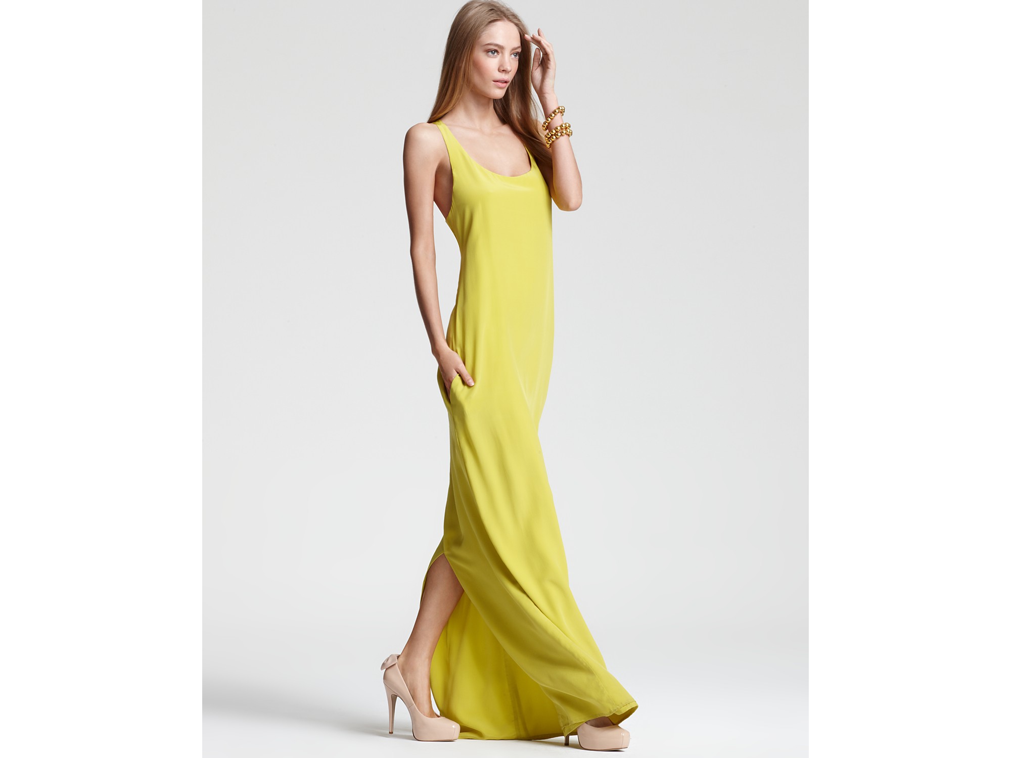 Lyst Bcbgmaxazria Dress Sara Neon Maxi In Yellow Gallery