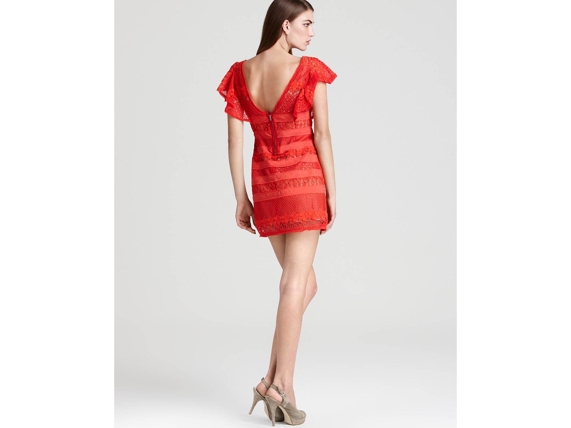 bcbgmaxazria red lace dress