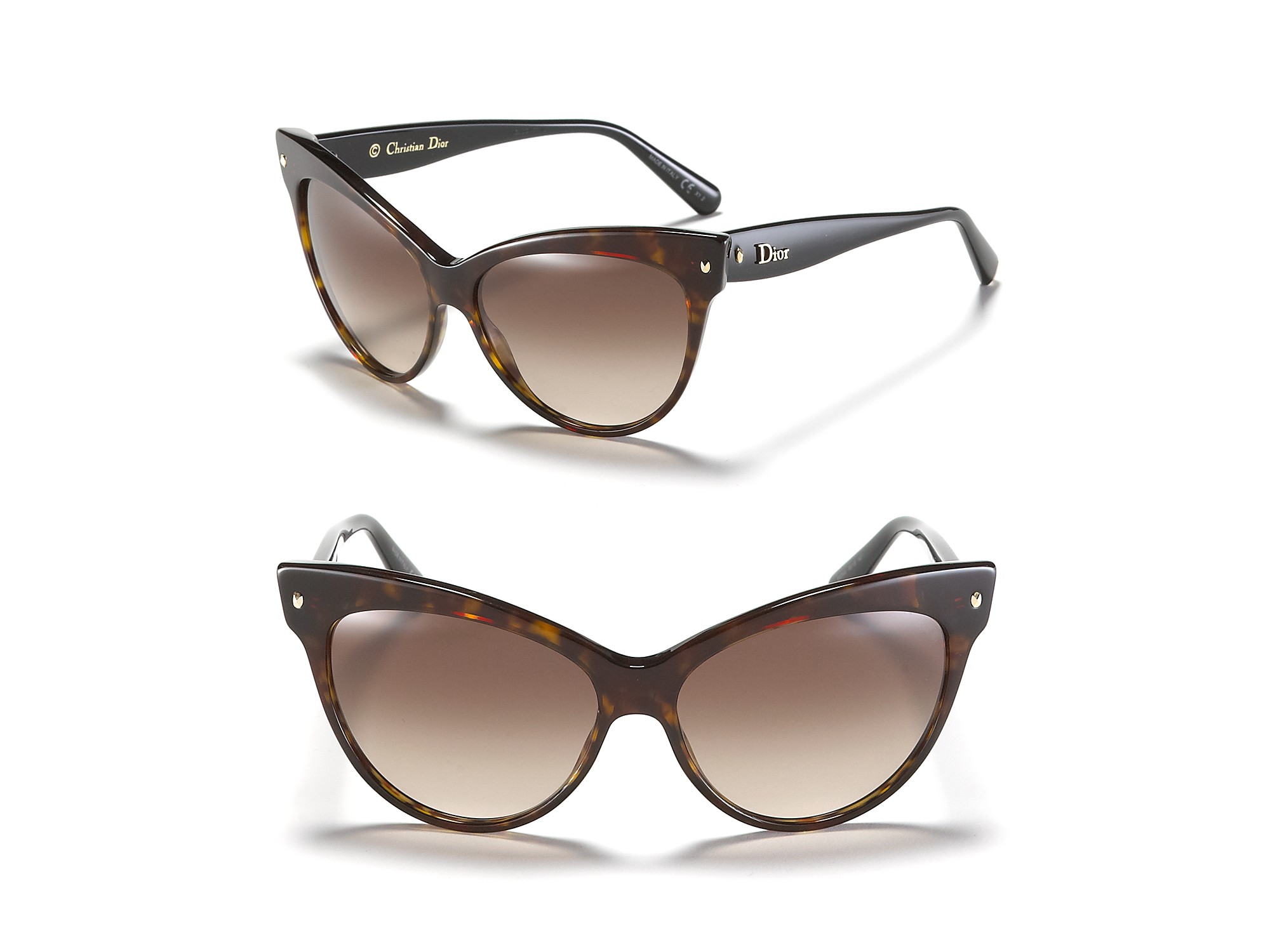 Dior Cat Eye Sunglasses With Logo On Temple in Brown (havana) Lyst