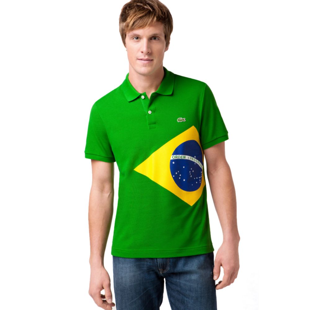 Lacoste Brazil Flag Pique Polo Shirt in Green for Men | Lyst