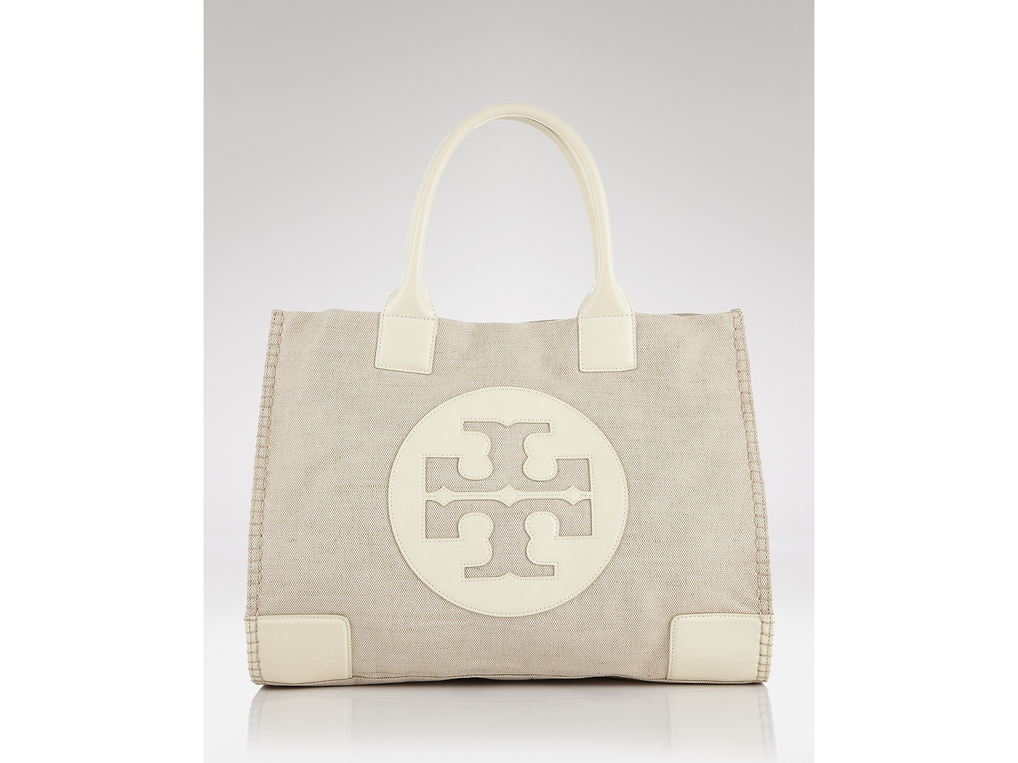 tory burch ella metallic canvas tote